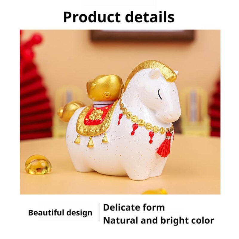 Feng Shui Horse Statue – Resin Wealth & Success Figurine with Gold Ingot, Red Chinese Horse Decor for Home Office 2026 Year of the Horses Gift - Image 5